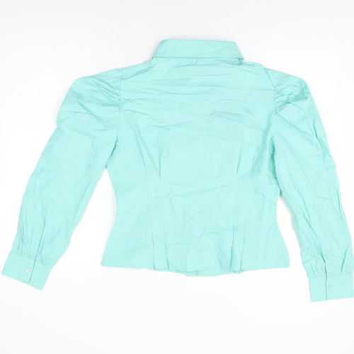 Influence Womens Blue Cotton Basic Button-Up Size 12 Collared