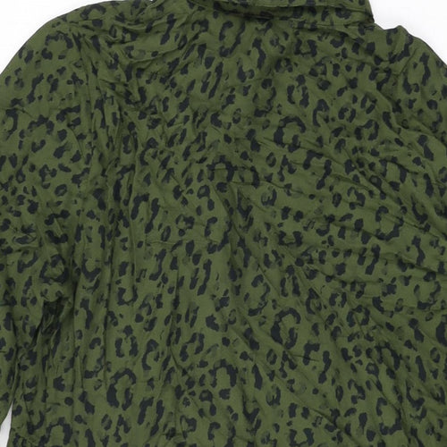 NEXT Womens Green Animal Print Viscose Shift Size 10 Collared Button