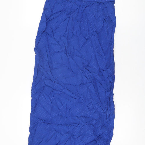Zara Womens Blue Viscose Wrap Skirt Size S Button