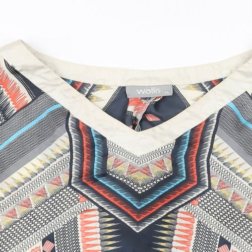 Wallis Womens Multicoloured Geometric Polyester Basic Blouse Size M V-Neck