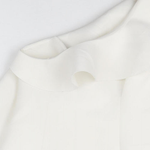 ASOS Womens White Polyester Skater Dress Size 10 One Shoulder Zip