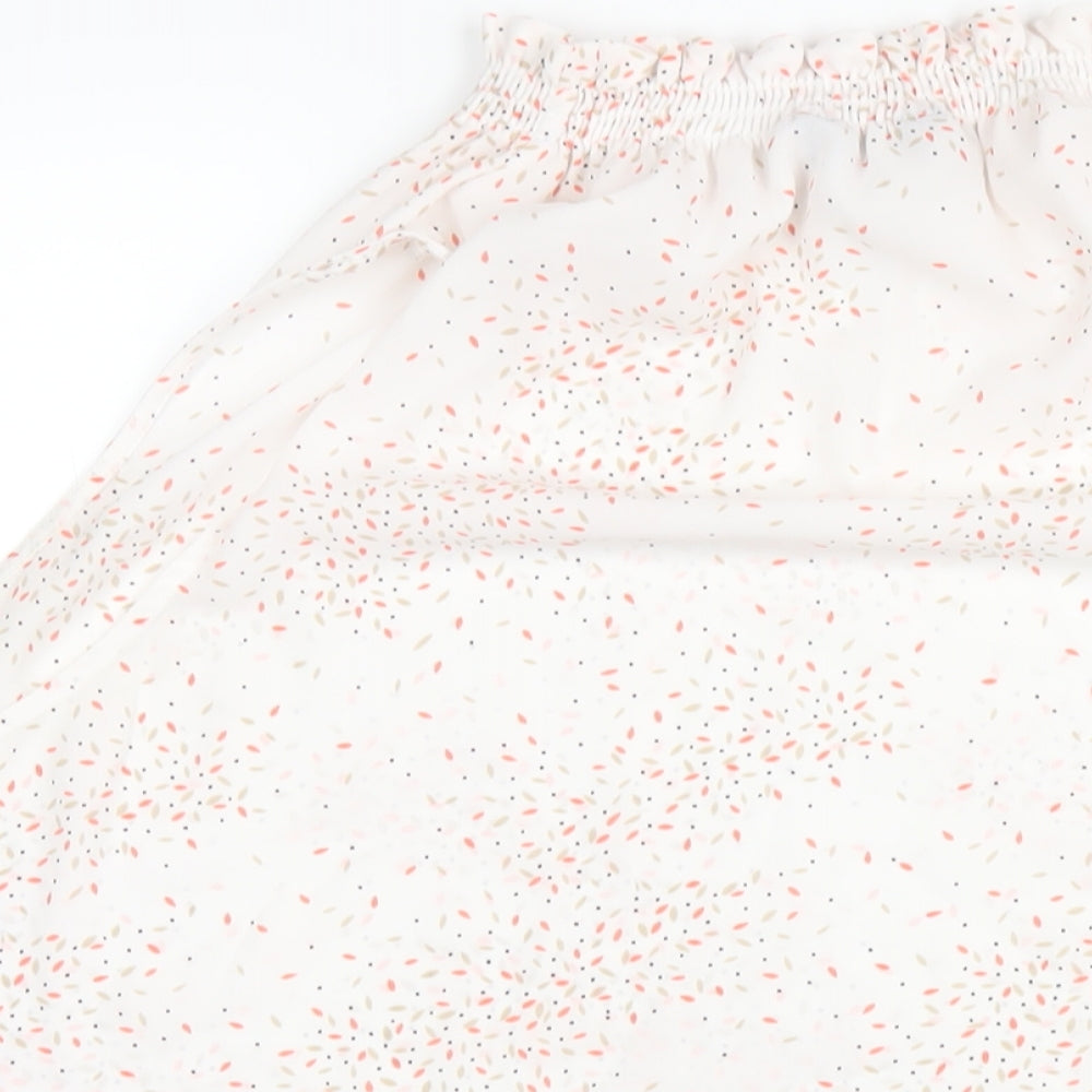 Marks and Spencer Womens Ivory Geometric Polyester Basic Blouse Size 24 V-Neck