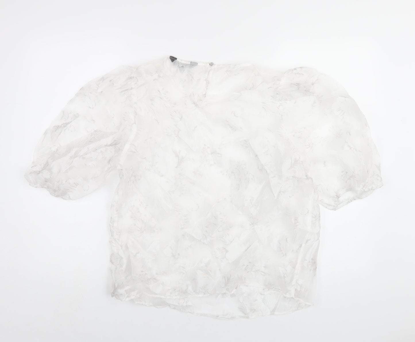 Dorothy Perkins Womens White Polyester Basic T-Shirt Size 14 Round Neck