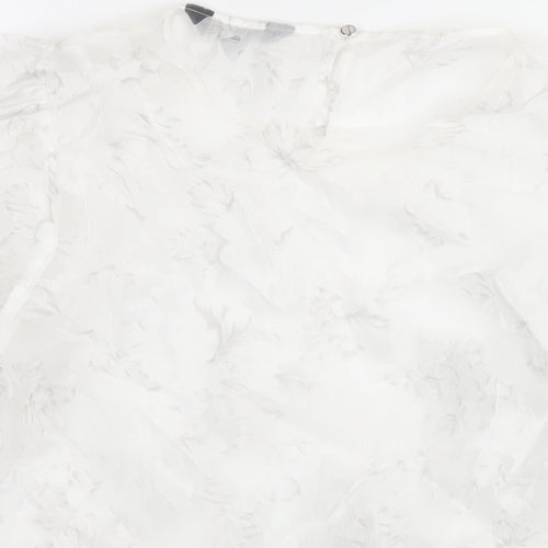 Dorothy Perkins Womens White Polyester Basic T-Shirt Size 14 Round Neck