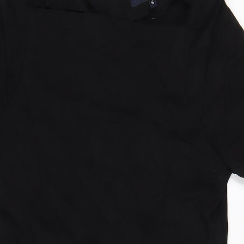 French Connection Womens Black Viscose A-Line Size 16 Square Neck Zip