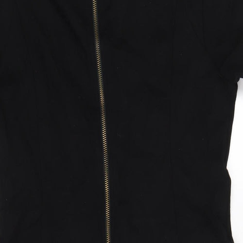 French Connection Womens Black Viscose A-Line Size 16 Square Neck Zip