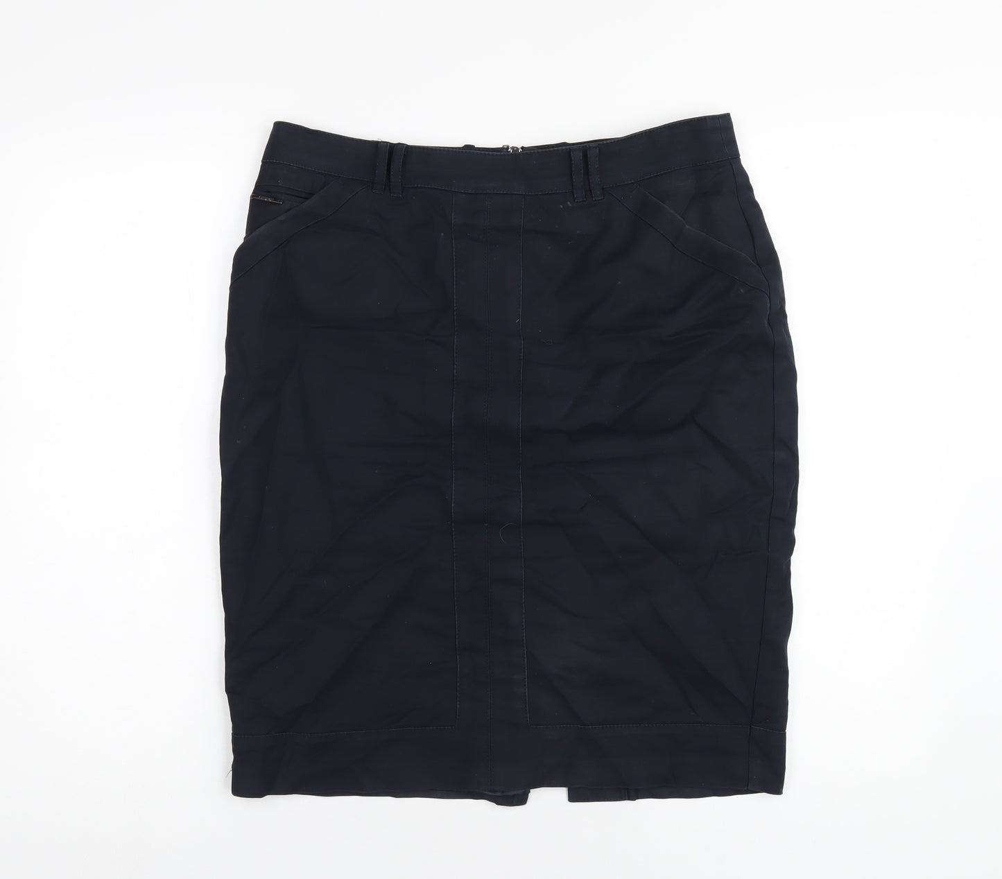 Autograph Womens Blue Cotton Straight & Pencil Skirt Size 12 Zip