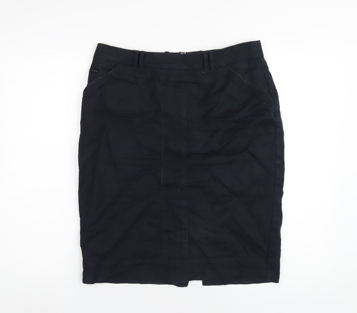 Autograph Womens Blue Cotton Straight & Pencil Skirt Size 12 Zip