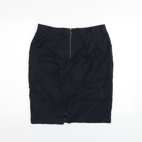 Autograph Womens Blue Cotton Straight & Pencil Skirt Size 12 Zip
