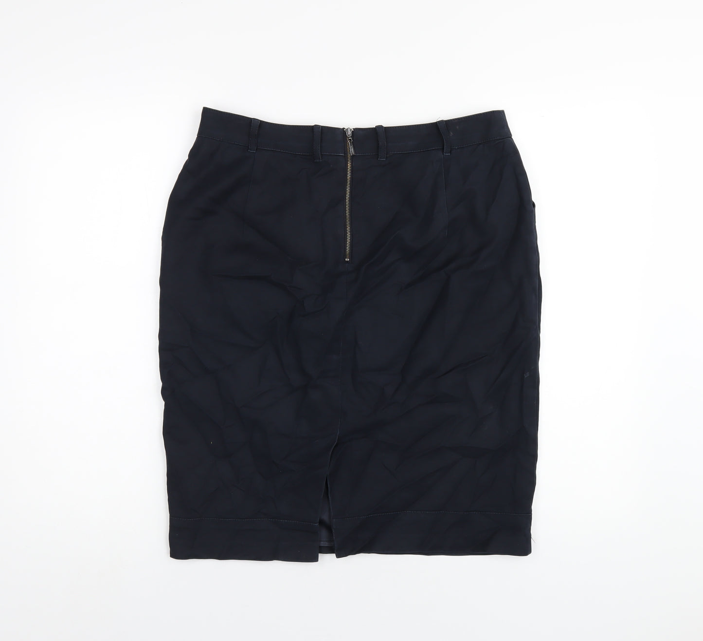 Autograph Womens Blue Cotton Straight & Pencil Skirt Size 12 Zip