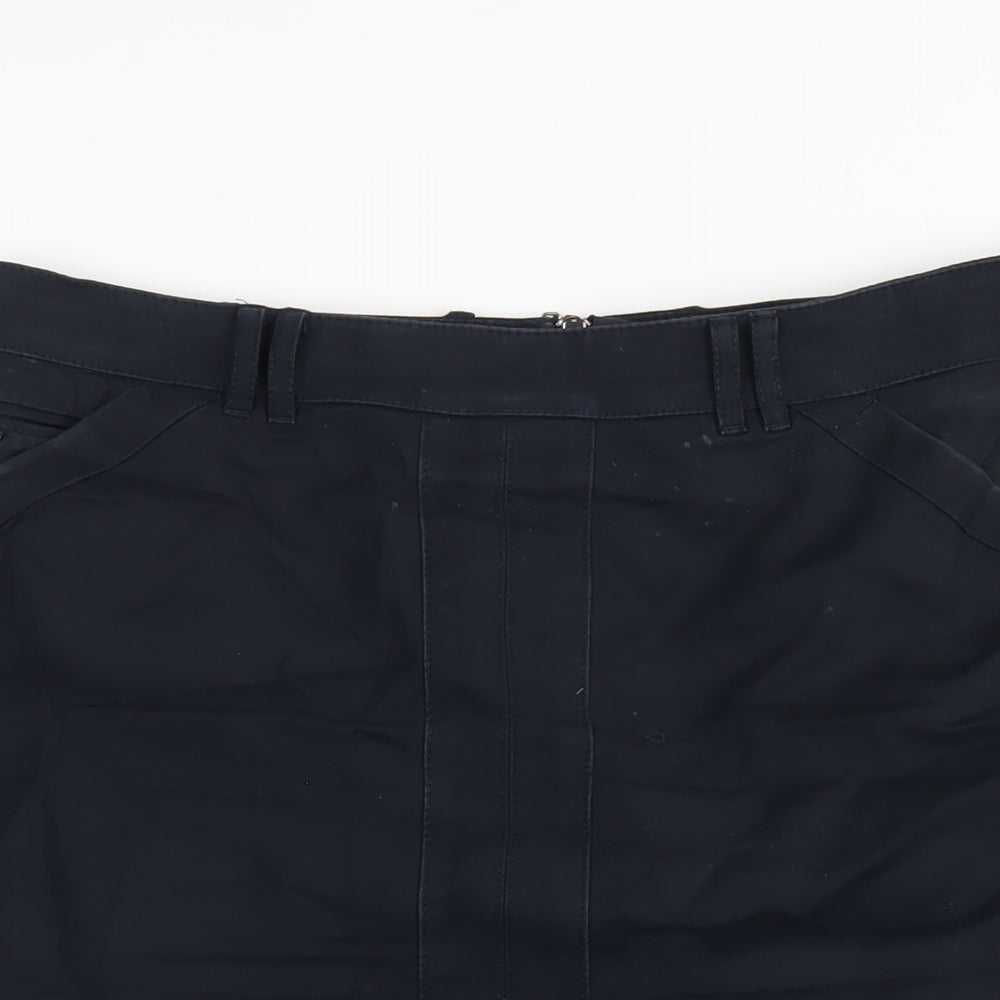 Autograph Womens Blue Cotton Straight & Pencil Skirt Size 12 Zip