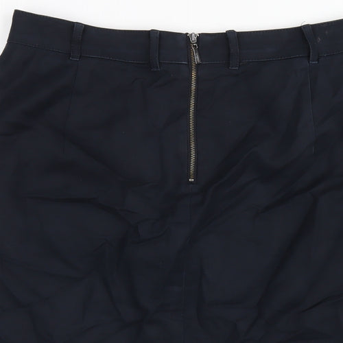 Autograph Womens Blue Cotton Straight & Pencil Skirt Size 12 Zip