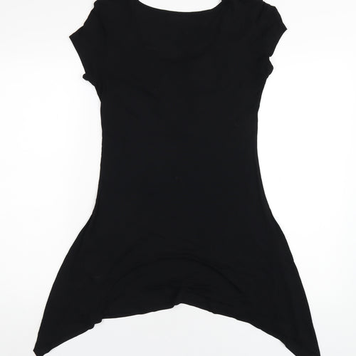 Wallis Womens Black Viscose A-Line Size 8 Scoop Neck Pullover