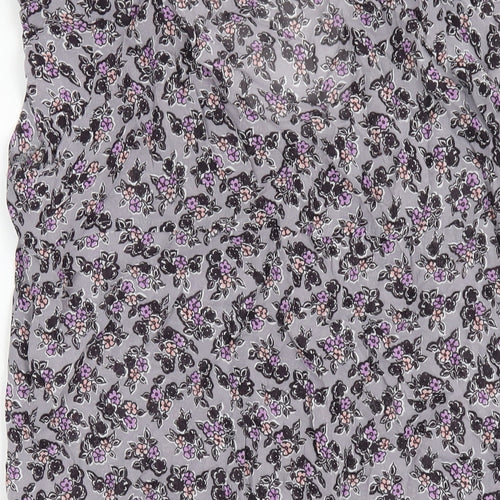 NEXT Womens Grey Floral Viscose Ball Gown Size 16 V-Neck Pullover