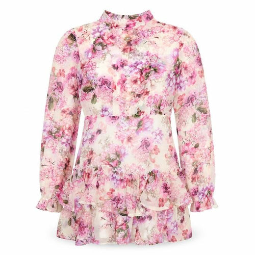 Boohoo Womens Pink Floral Polyester A-Line Size 10 Round Neck Zip