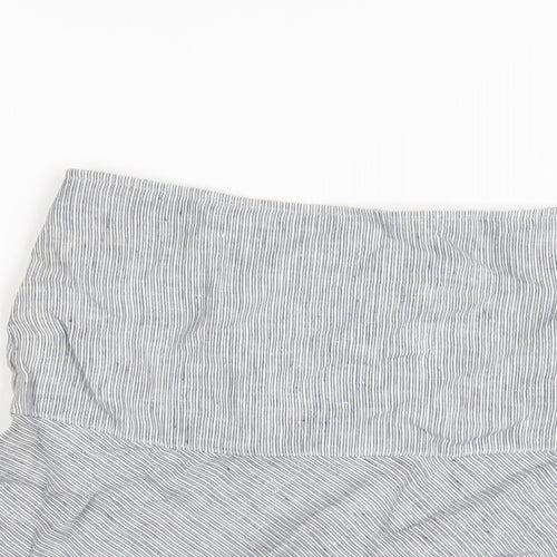 Marks and Spencer Womens Blue Striped Linen A-Line Skirt Size 10 Zip
