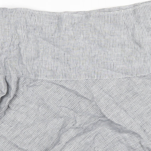 Marks and Spencer Womens Blue Striped Linen A-Line Skirt Size 10 Zip