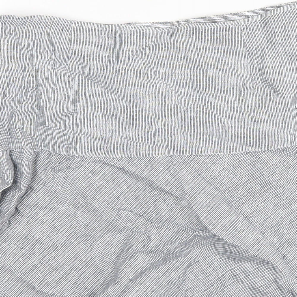 Marks and Spencer Womens Blue Striped Linen A-Line Skirt Size 10 Zip
