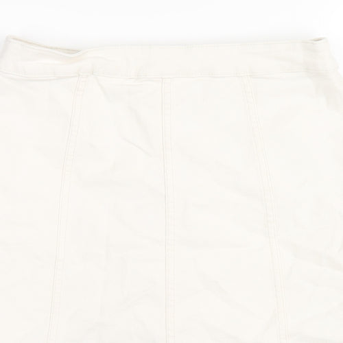 H&M Womens Ivory Cotton A-Line Skirt Size 10 Button
