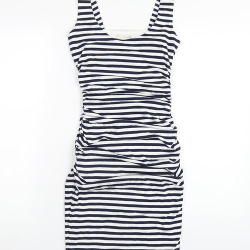 Boden Womens Blue Striped Cotton Bodycon Size 6 Scoop Neck Pullover