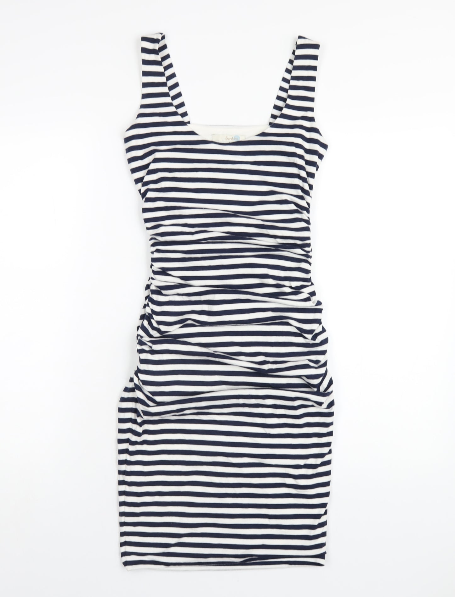 Boden Womens Blue Striped Cotton Bodycon Size 6 Scoop Neck Pullover