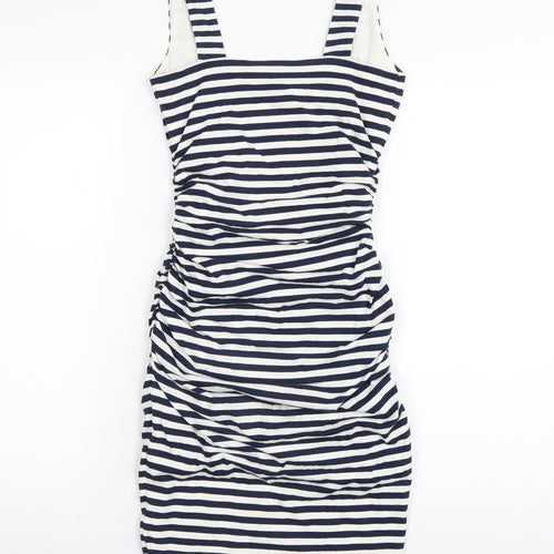 Boden Womens Blue Striped Cotton Bodycon Size 6 Scoop Neck Pullover