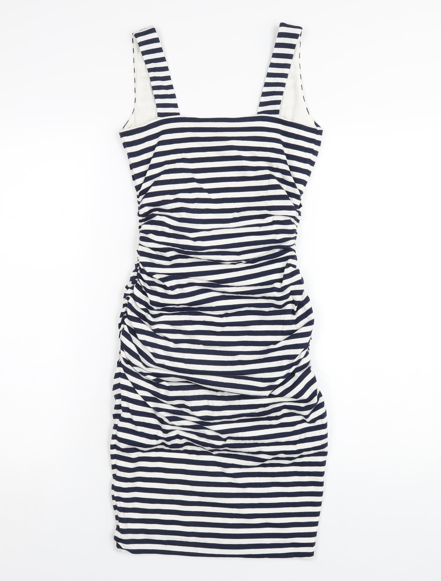 Boden Womens Blue Striped Cotton Bodycon Size 6 Scoop Neck Pullover