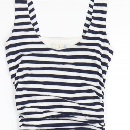Boden Womens Blue Striped Cotton Bodycon Size 6 Scoop Neck Pullover
