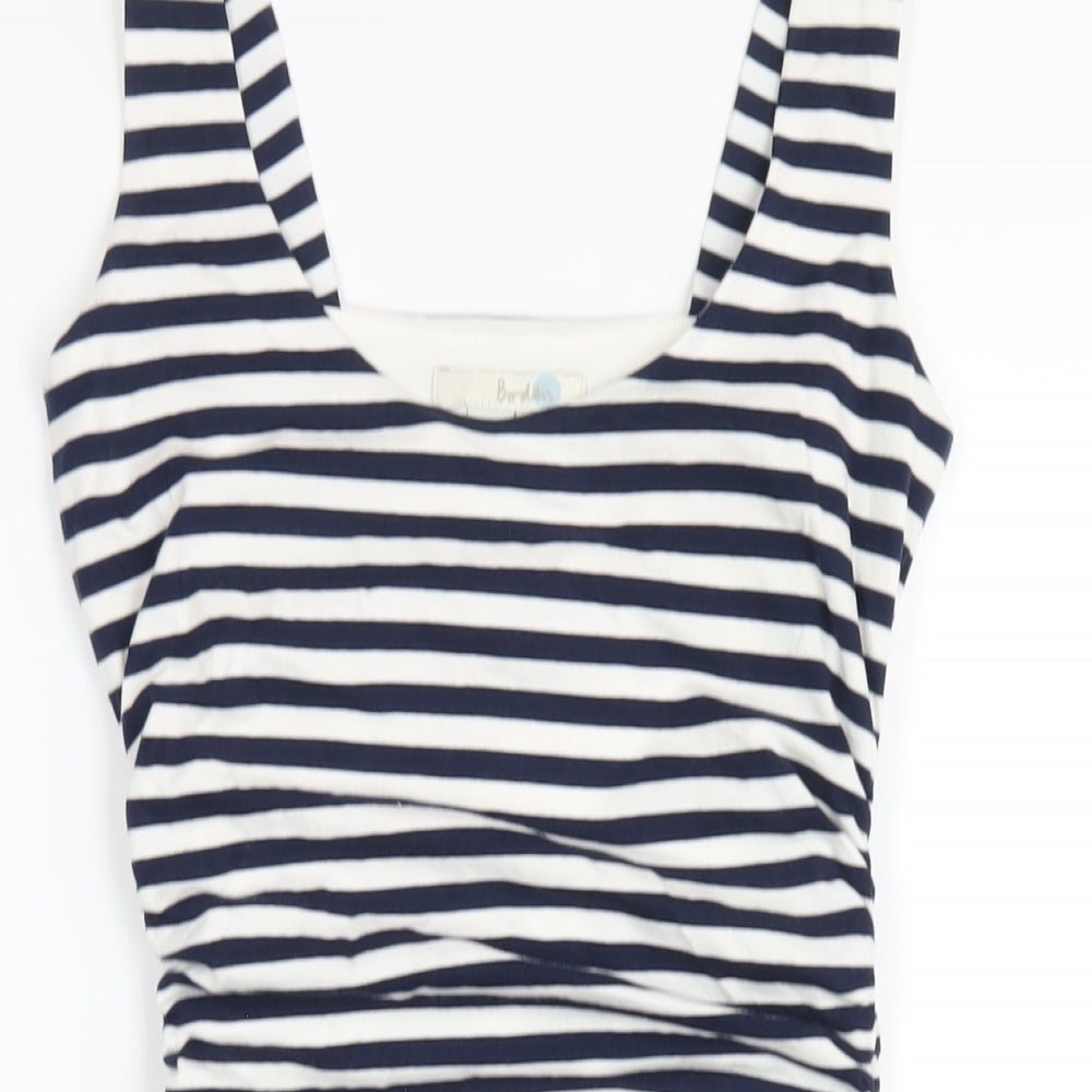 Boden Womens Blue Striped Cotton Bodycon Size 6 Scoop Neck Pullover