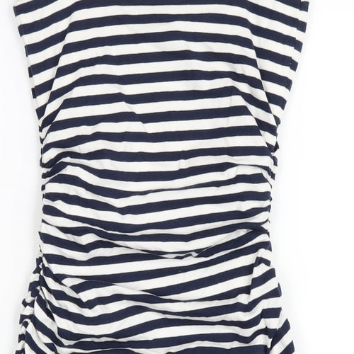 Boden Womens Blue Striped Cotton Bodycon Size 6 Scoop Neck Pullover