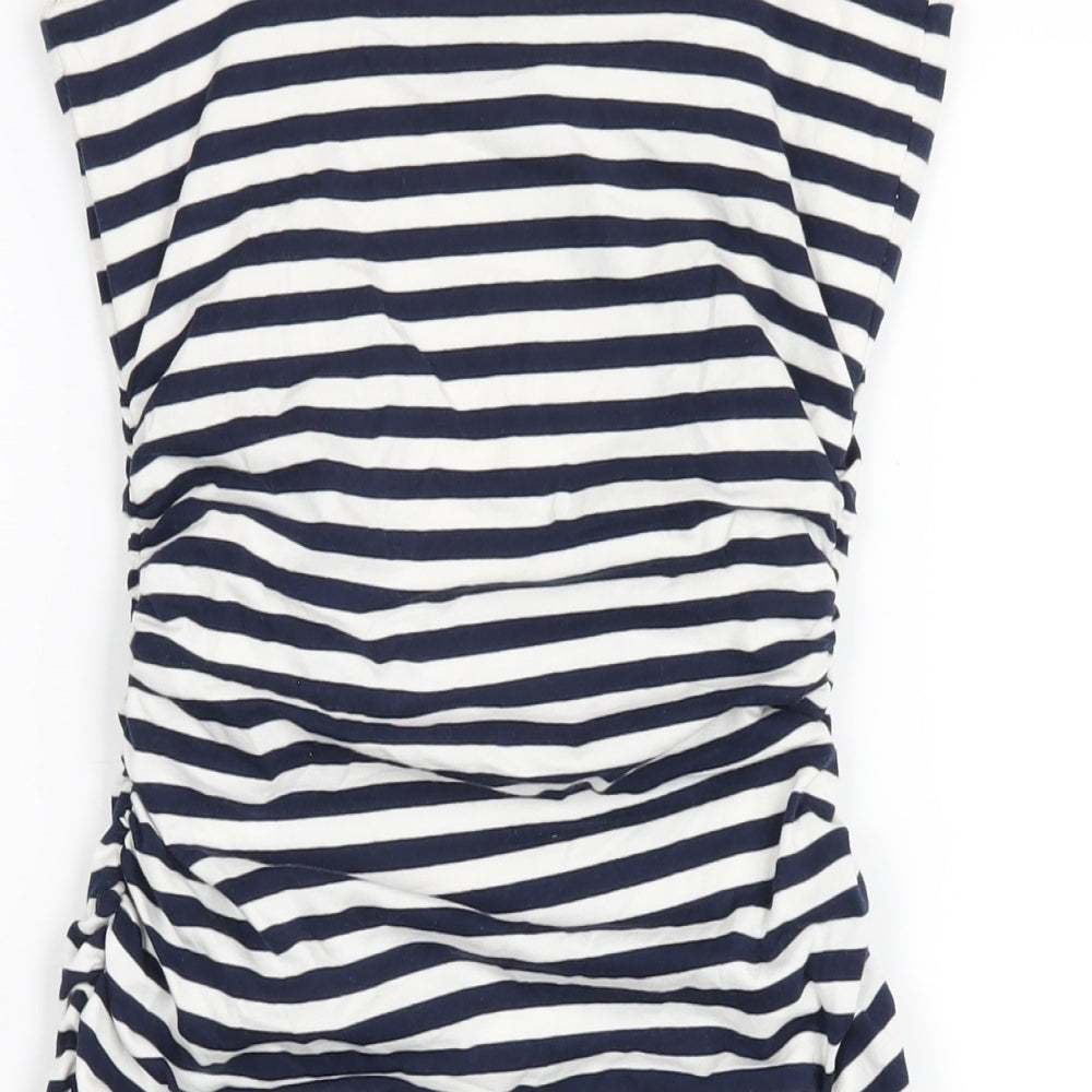Boden Womens Blue Striped Cotton Bodycon Size 6 Scoop Neck Pullover