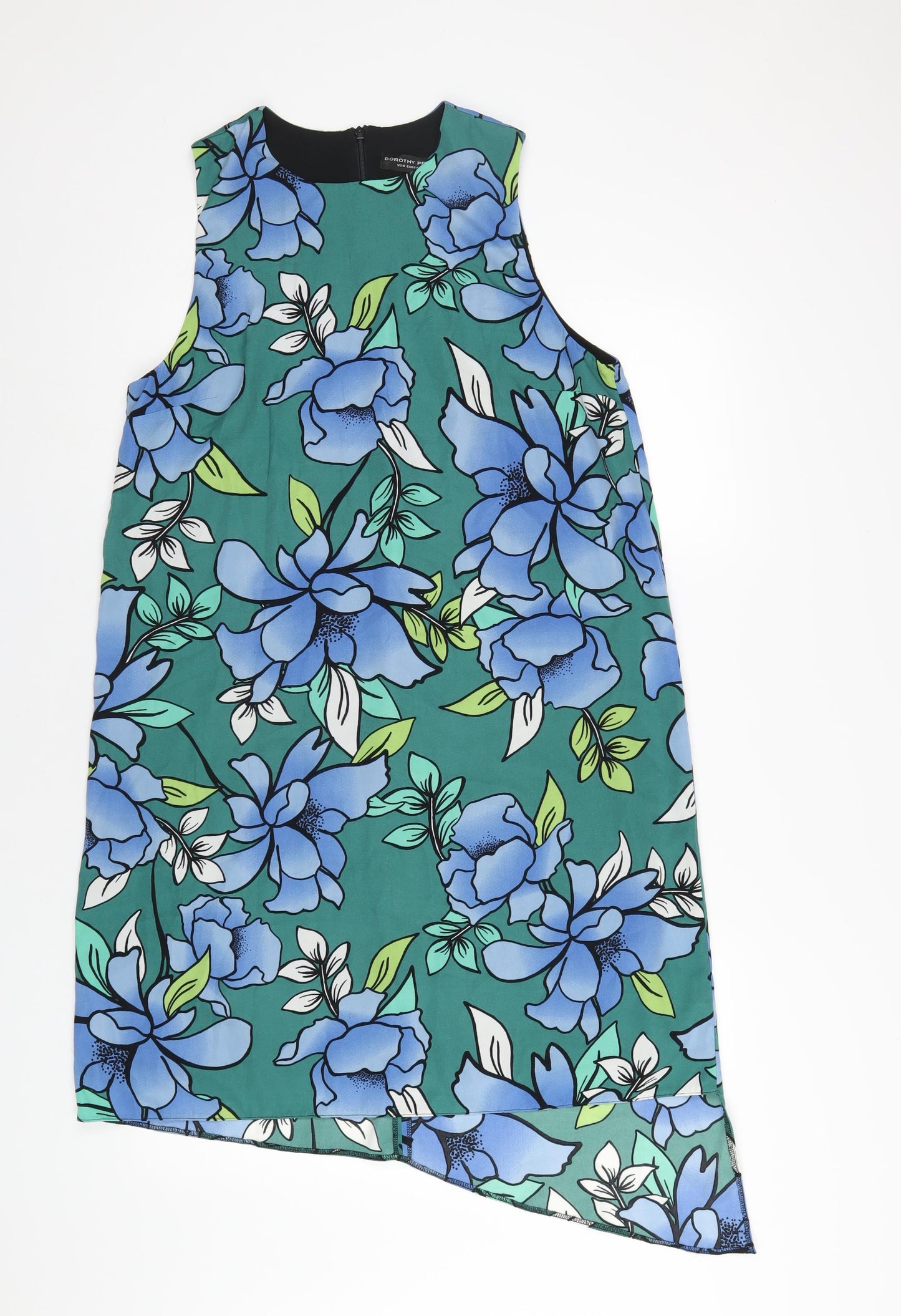 Dorothy Perkins Womens Multicoloured Floral Polyester A-Line Size 14 Round Neck Zip