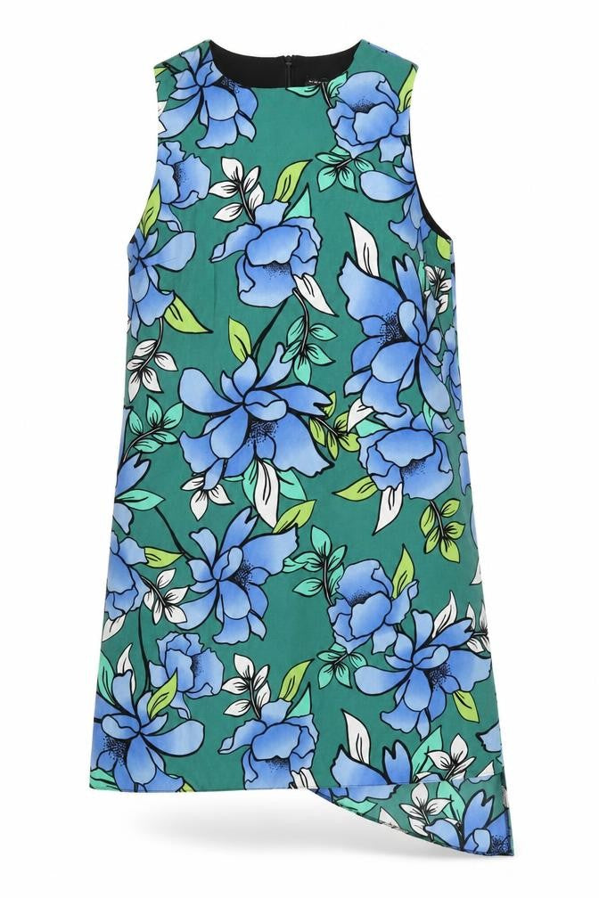 Dorothy Perkins Womens Multicoloured Floral Polyester A-Line Size 14 Round Neck Zip