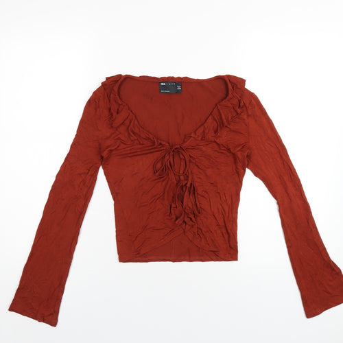 ASOS Womens Orange Viscose Cropped Blouse Size 8 V-Neck