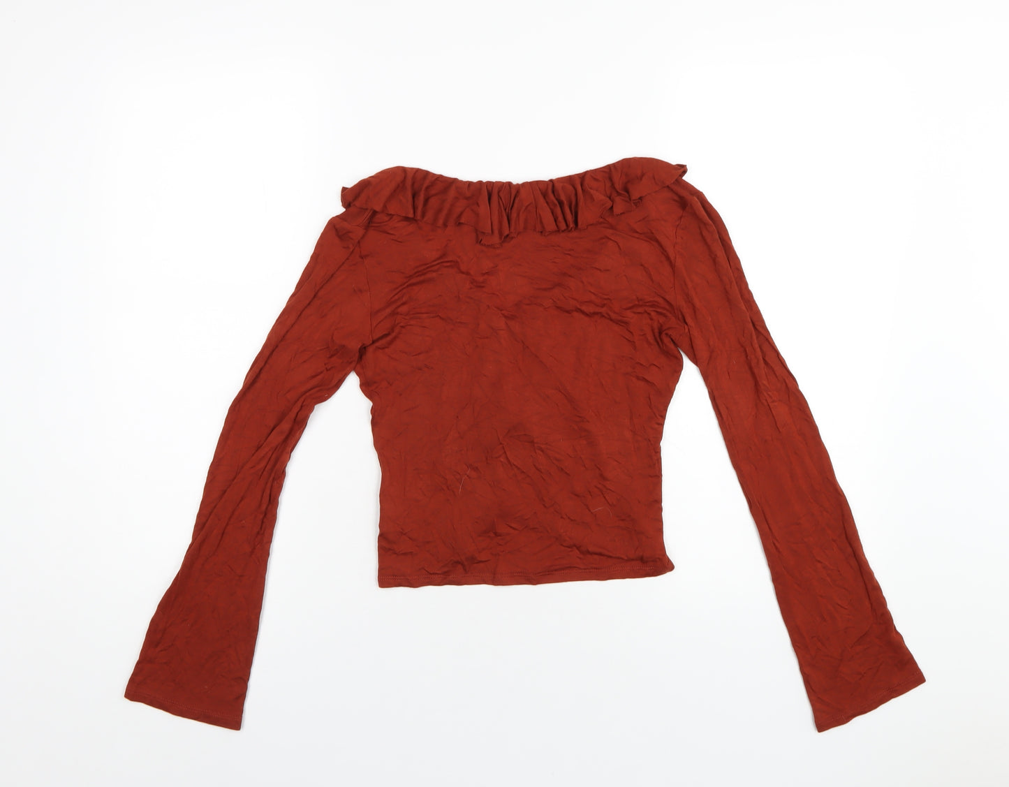 ASOS Womens Orange Viscose Cropped Blouse Size 8 V-Neck