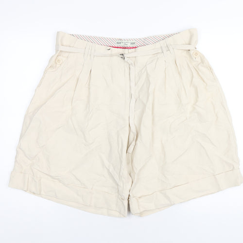 Crew Clothing Womens Ivory Silk Bermuda Shorts Size 16 L11 in Regular Zip