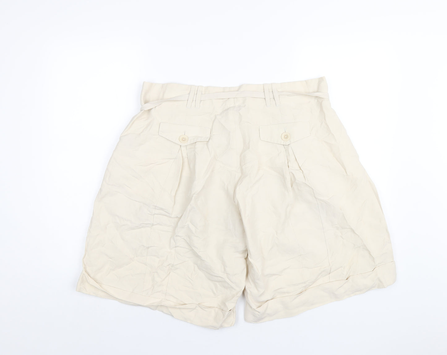 Crew Clothing Womens Ivory Silk Bermuda Shorts Size 16 L11 in Regular Zip