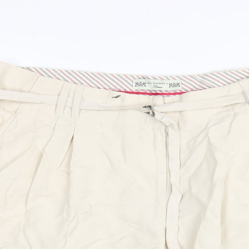 Crew Clothing Womens Ivory Silk Bermuda Shorts Size 16 L11 in Regular Zip