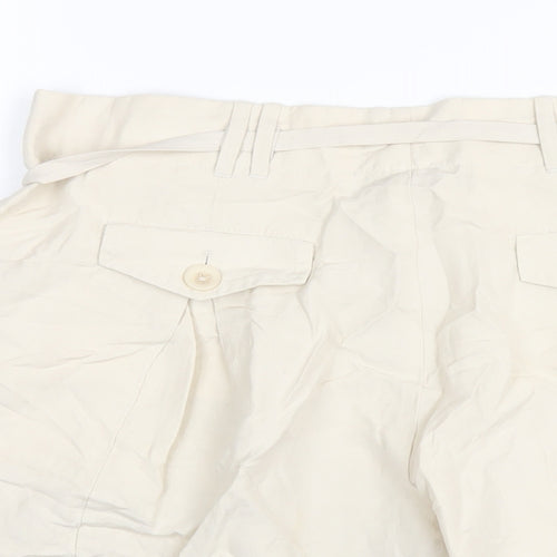 Crew Clothing Womens Ivory Silk Bermuda Shorts Size 16 L11 in Regular Zip