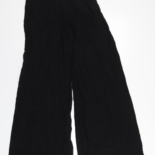 Mango Womens Black Viscose Trousers Size 12 L34 in Regular Zip