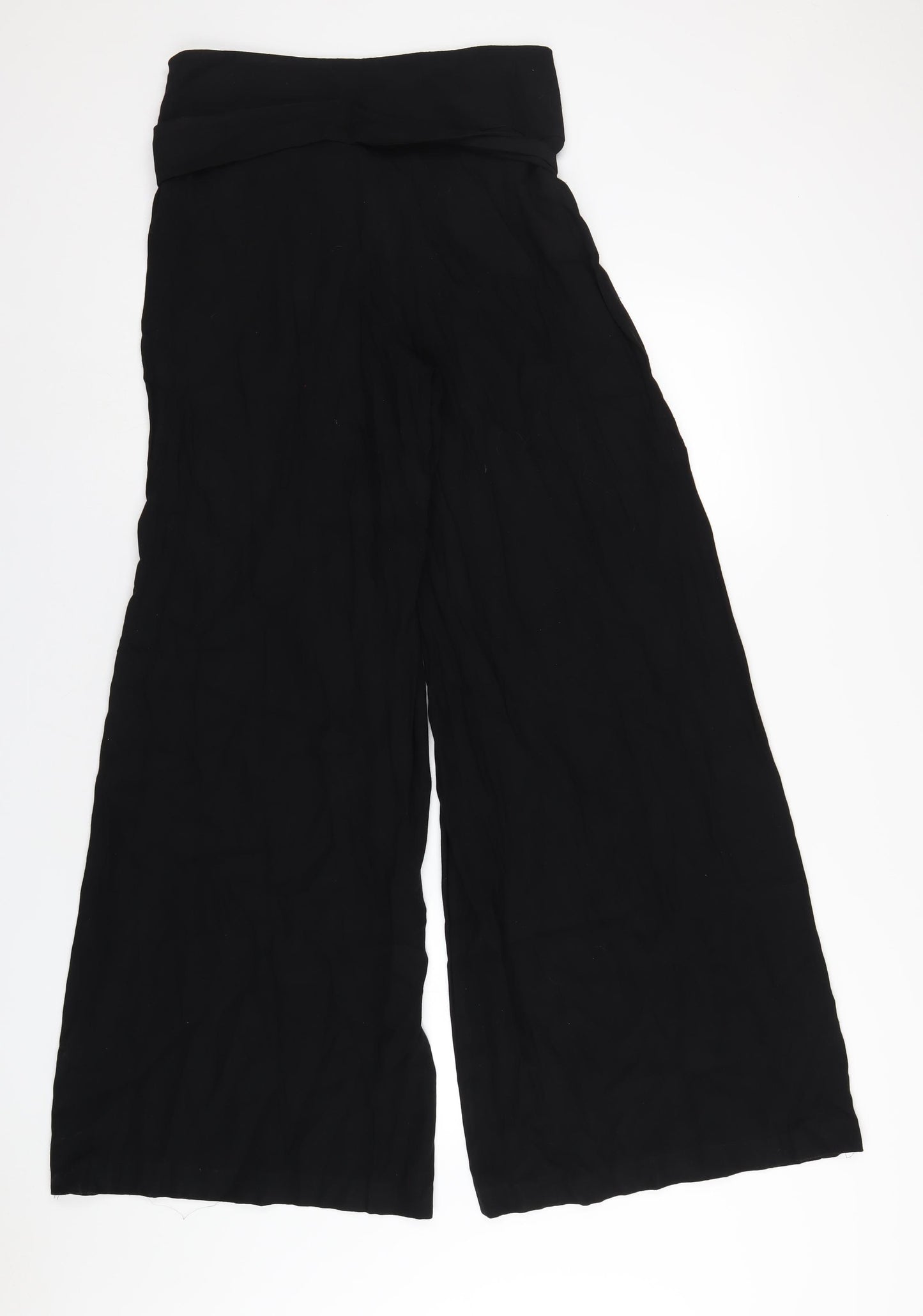 Mango Womens Black Viscose Trousers Size 12 L34 in Regular Zip
