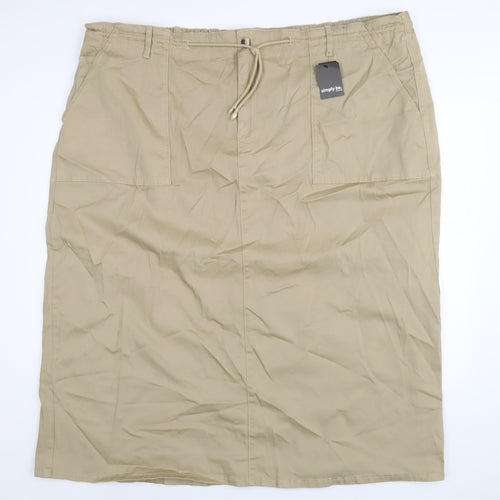 Simply Be Womens Beige Cotton A-Line Skirt Size 30 Zip