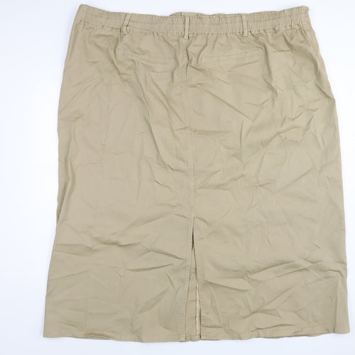 Simply Be Womens Beige Cotton A-Line Skirt Size 30 Zip