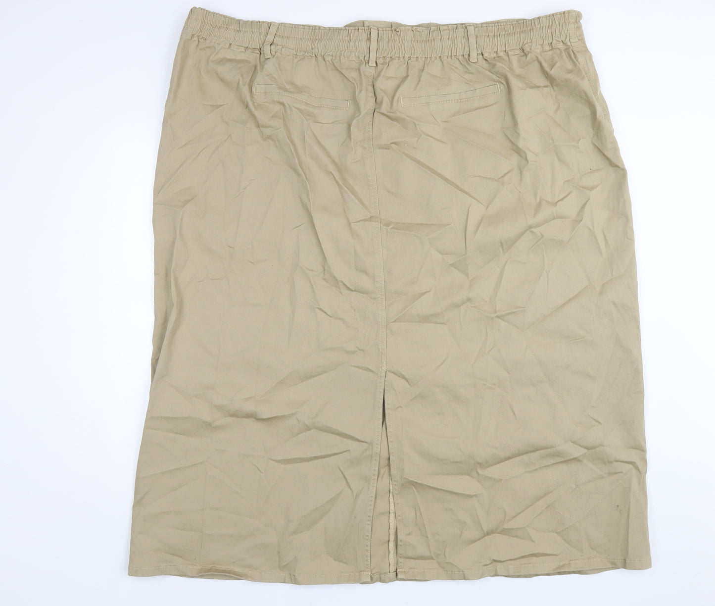 Simply Be Womens Beige Cotton A-Line Skirt Size 30 Zip