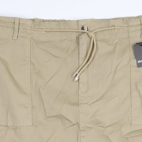 Simply Be Womens Beige Cotton A-Line Skirt Size 30 Zip