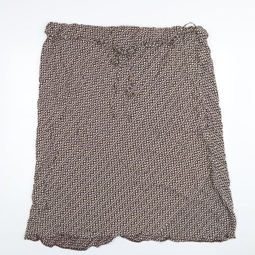essence Womens Brown Geometric Viscose A-Line Skirt Size 28