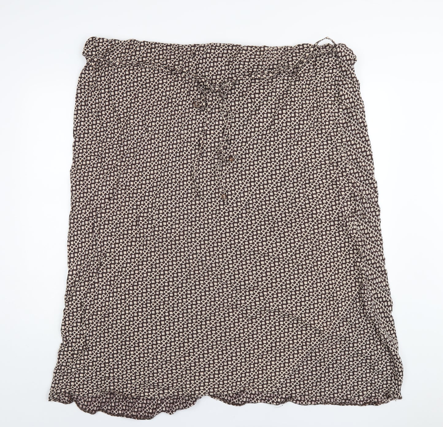 essence Womens Brown Geometric Viscose A-Line Skirt Size 28