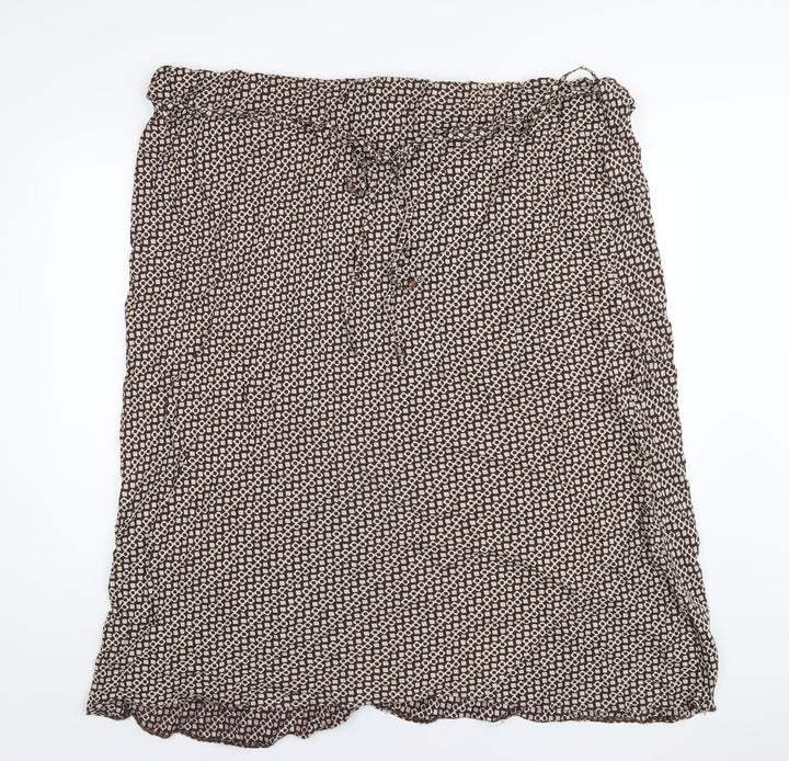 essence Womens Brown Geometric Viscose A-Line Skirt Size 28