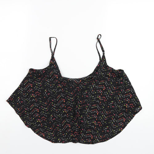 Cotton On Womens Black Geometric Polyester Camisole T-Shirt Size S Scoop Neck