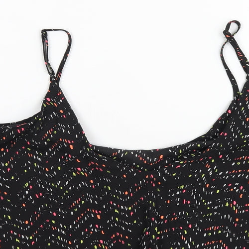 Cotton On Womens Black Geometric Polyester Camisole T-Shirt Size S Scoop Neck